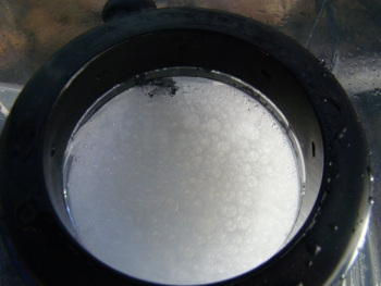View looking downward on the initial collecting foam